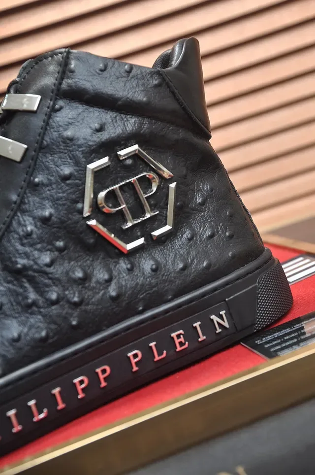 Philipp Plein Zapatillas Lifestyle de Cuero Texturizado de Avestruz de Alto Tobillo 9