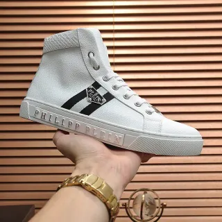 Philipp Plein High-Top Sneaker White Black Leather Lifestyle Sneakers