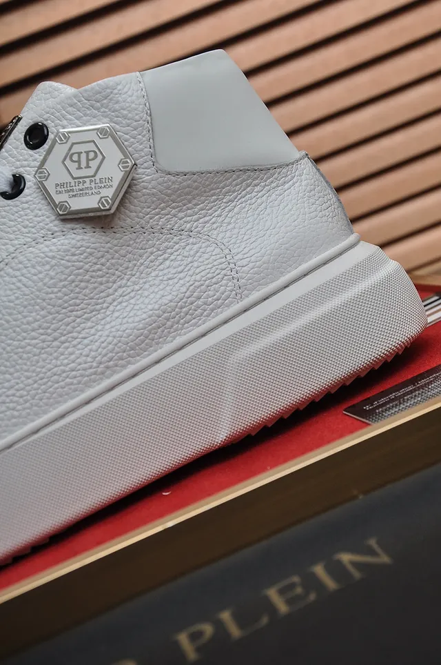 Philipp Plein 高帮白色压纹皮革平台运动鞋 2