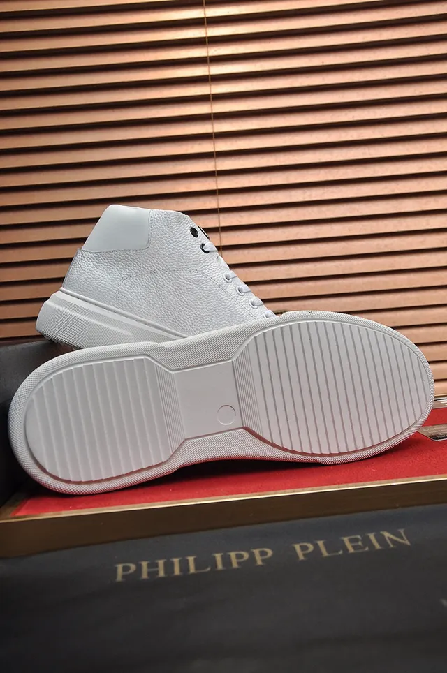 Philipp Plein 高帮白色压纹皮革平台运动鞋 4