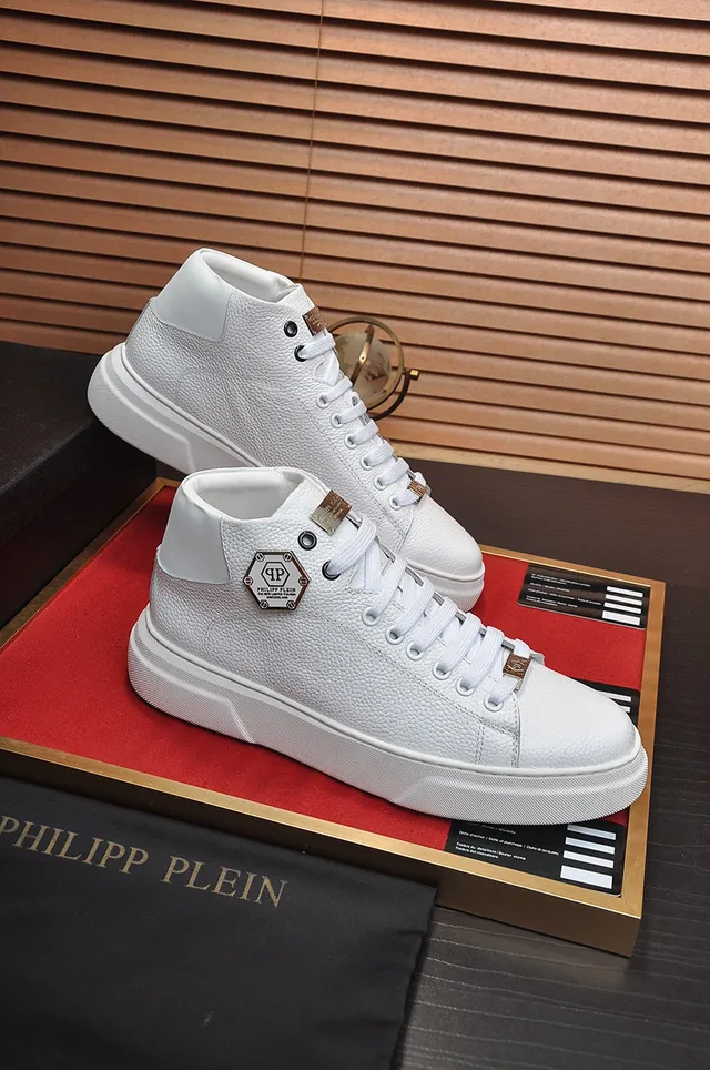 Philipp Plein 高帮白色压纹皮革平台运动鞋 5