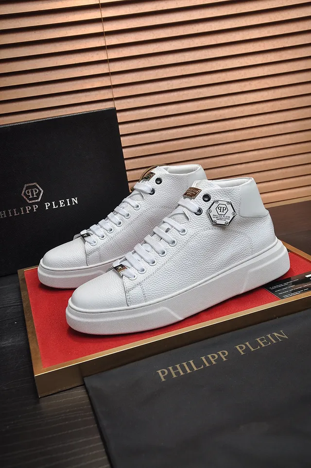 Philipp Plein 高帮白色压纹皮革平台运动鞋 7