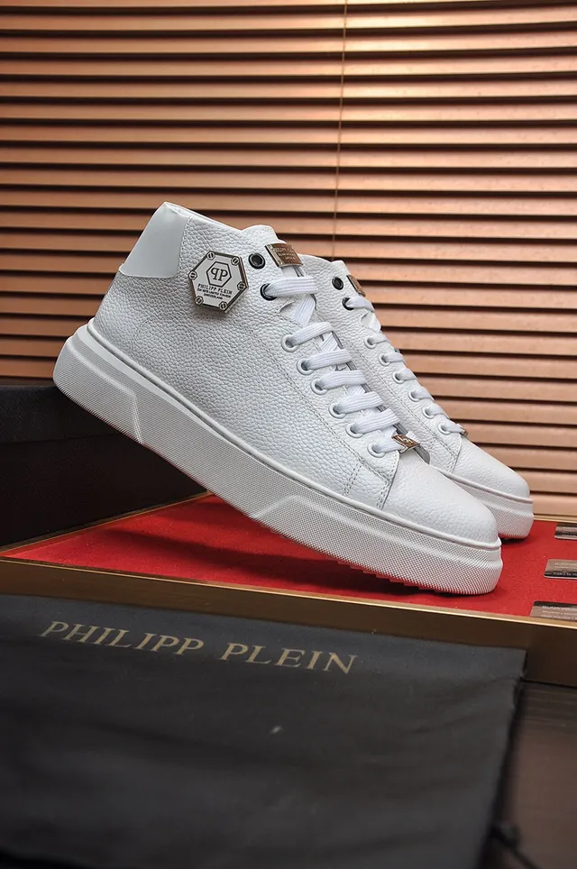 Philipp Plein 高帮白色压纹皮革平台运动鞋 8