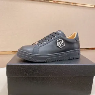 Philipp Plein Liquid Black Leather Platform Lifestyle Sneaker