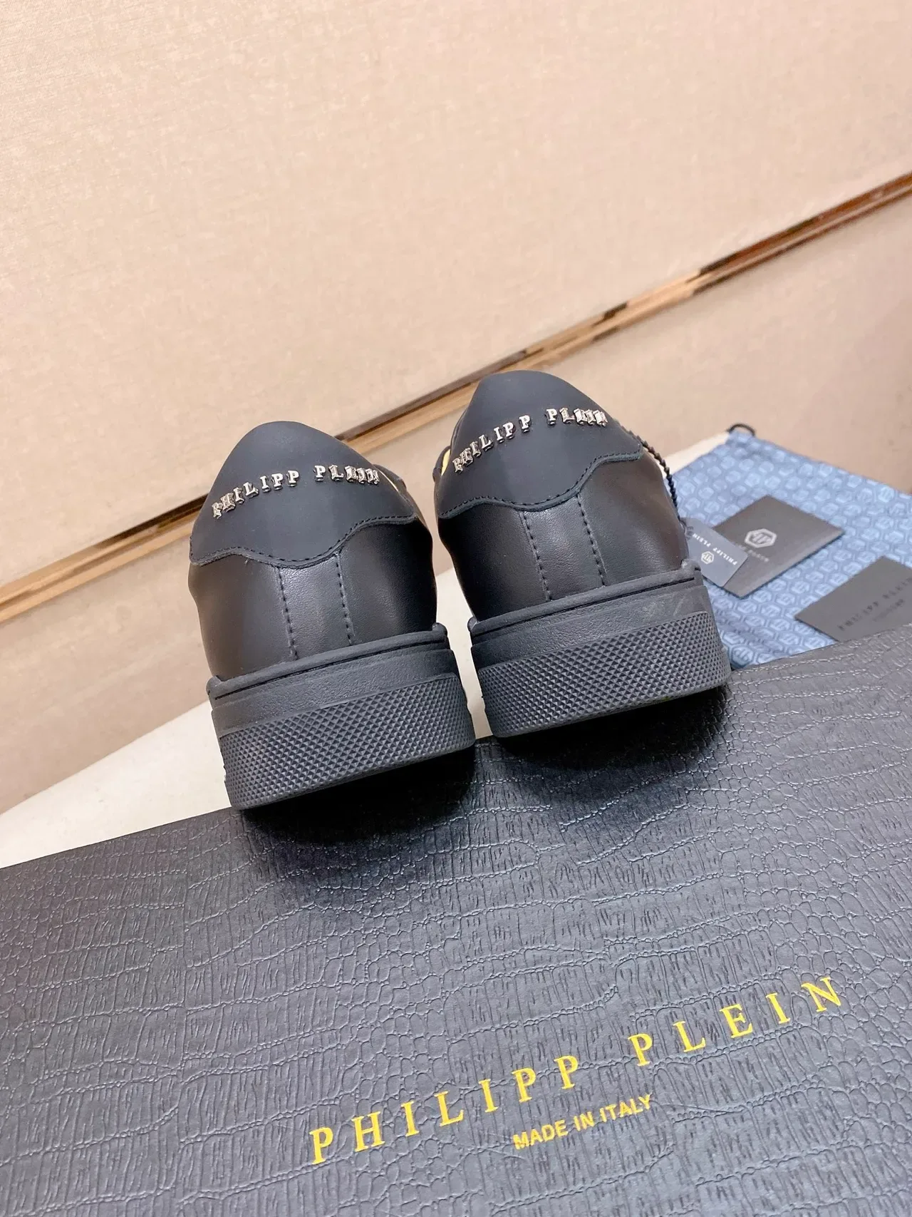 Philipp Plein Liquid Black Leather Platform Lifestyle Sneaker 3