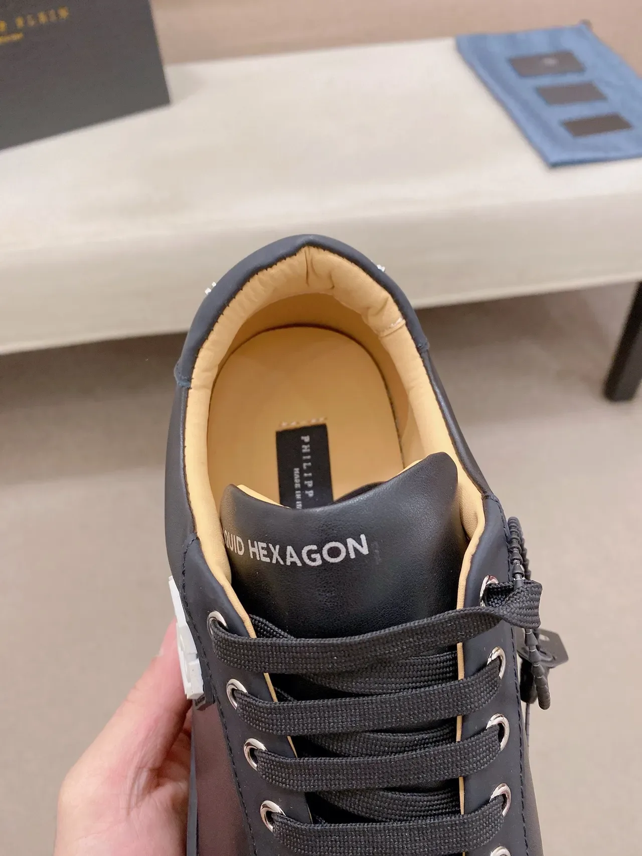 Philipp Plein Liquid Black Leather Platform Lifestyle Sneaker 4