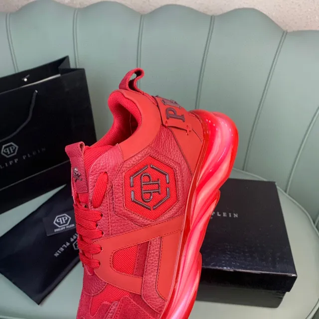 Philipp Plein Red Monochromatic Sculpted Transparent Sole Chunky Sneakers 2