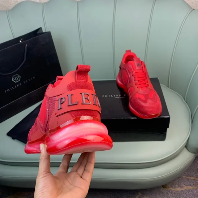 Philipp Plein Red Monochromatic Sculpted Transparent Sole Chunky Sneakers 3