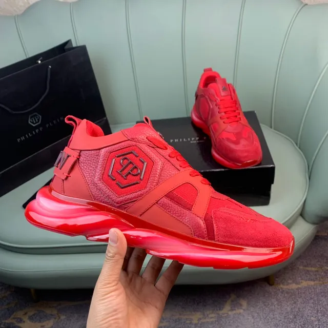 Philipp Plein Red Monochromatic Sculpted Transparent Sole Chunky Sneakers 4