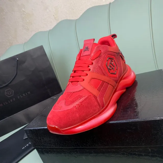 Philipp Plein Red Monochromatic Sculpted Transparent Sole Chunky Sneakers 9