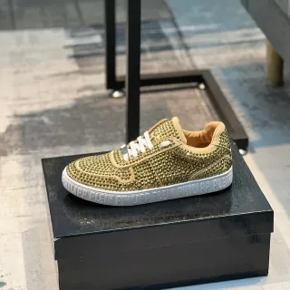 Philipp Plein Studded Sneaker Gold Beige Low-Top Lifestyle Sneakers