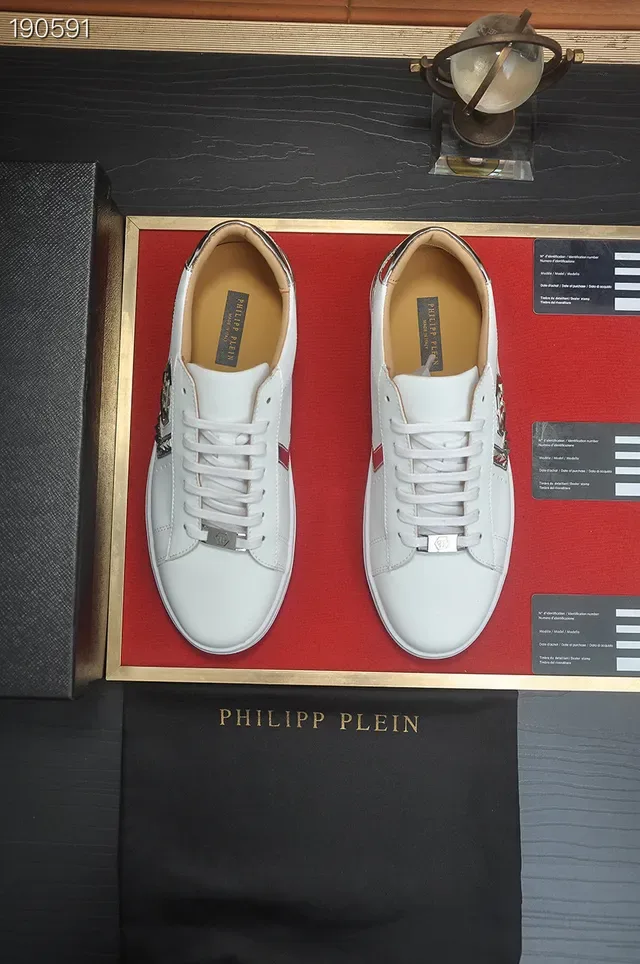 Philipp Plein White Silver Leather Metallic Hexagonal Logo Lifestyle Sneakers 7