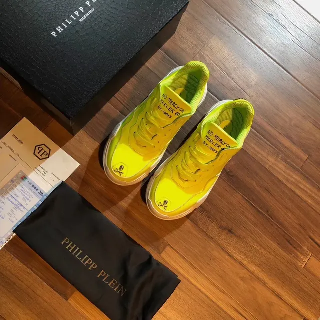 Philipp Plein হলুদ সাদা সোল নিওন উপরের মোটা স্নিকার্স 5