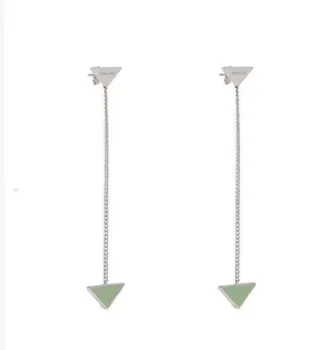 Prada Asymmetrical Triangle Chain Drop Earrings 5