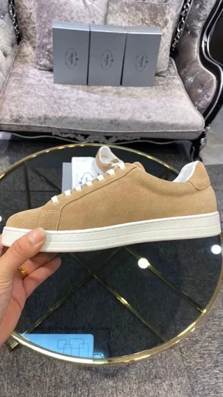 Prada Beige White Suede Upper Low-Top Lifestyle Sneakers 7