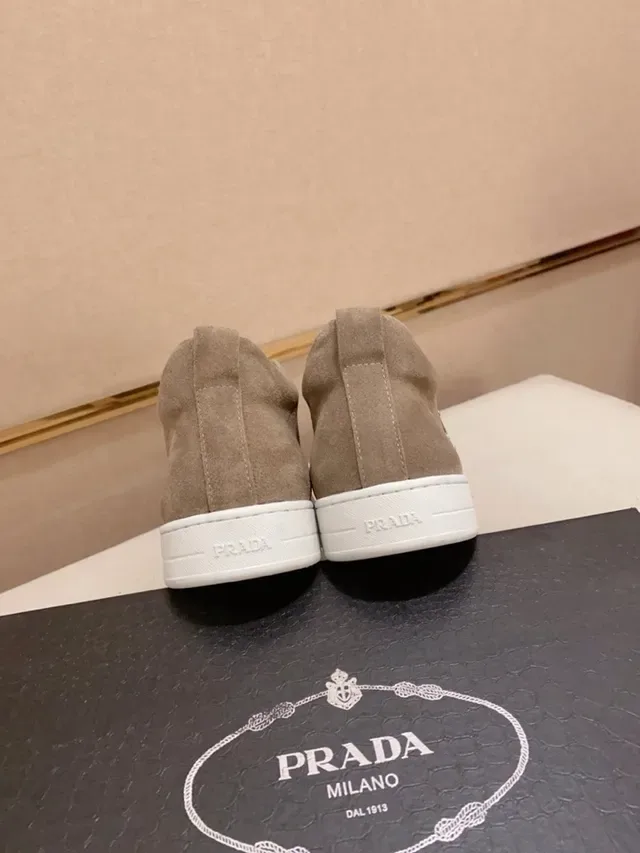 Prada Beige White Suede Upper Slip-On Elastic Collar Lifestyle Sneakers 2
