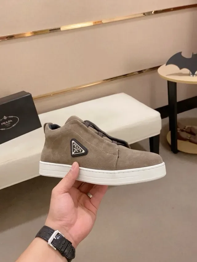 Prada Beige White Suede Upper Slip-On Elastic Collar Lifestyle Sneakers 4