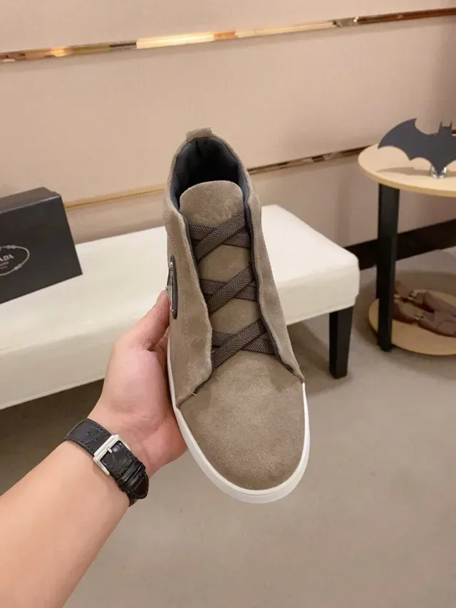 Prada Beige White Suede Upper Slip-On Elastic Collar Lifestyle Sneakers 5