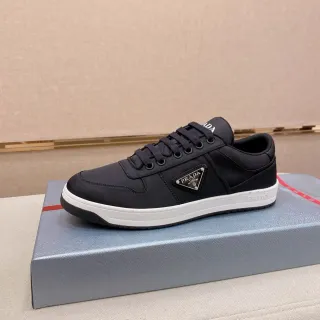 Prada Black White Low-Top Panelled Textile Upper Lifestyle Sneakers