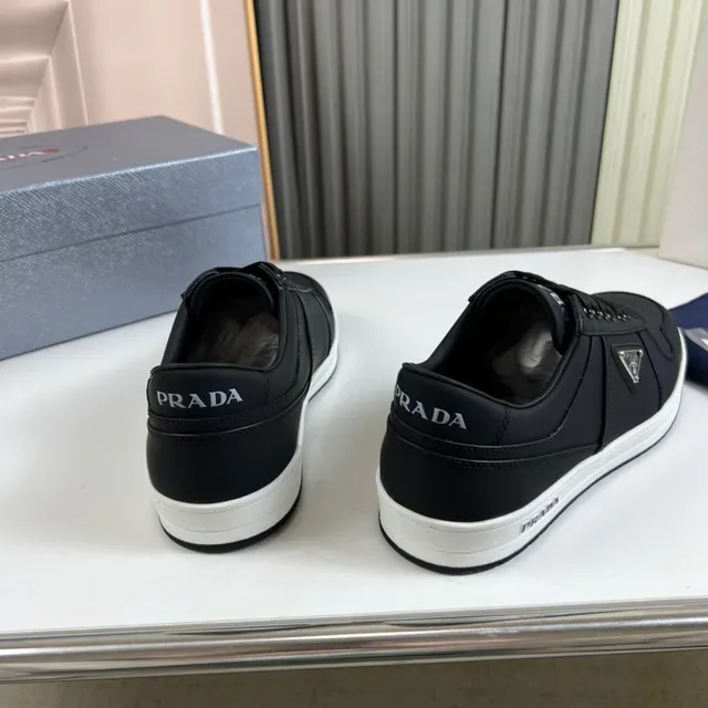 Prada Black White Low-Top Perforated Toe Lifestyle Sneakers 3