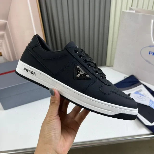 Prada Black White Low-Top Perforated Toe Lifestyle Sneakers 4