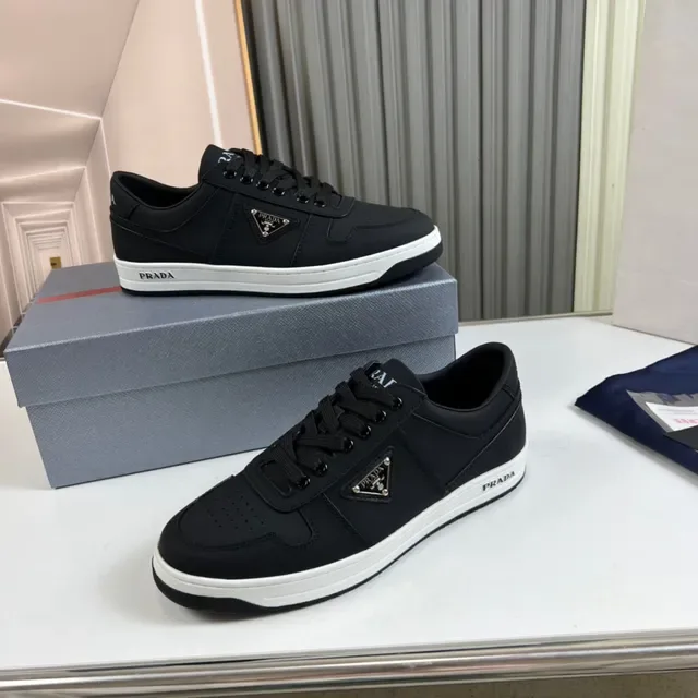 Prada Black White Low-Top Perforated Toe Lifestyle Sneakers 5