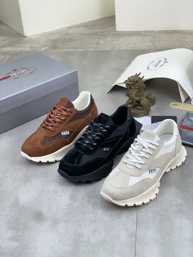 Prada Sneaker Lifestyle Marron Daim et Maille Lacets 2
