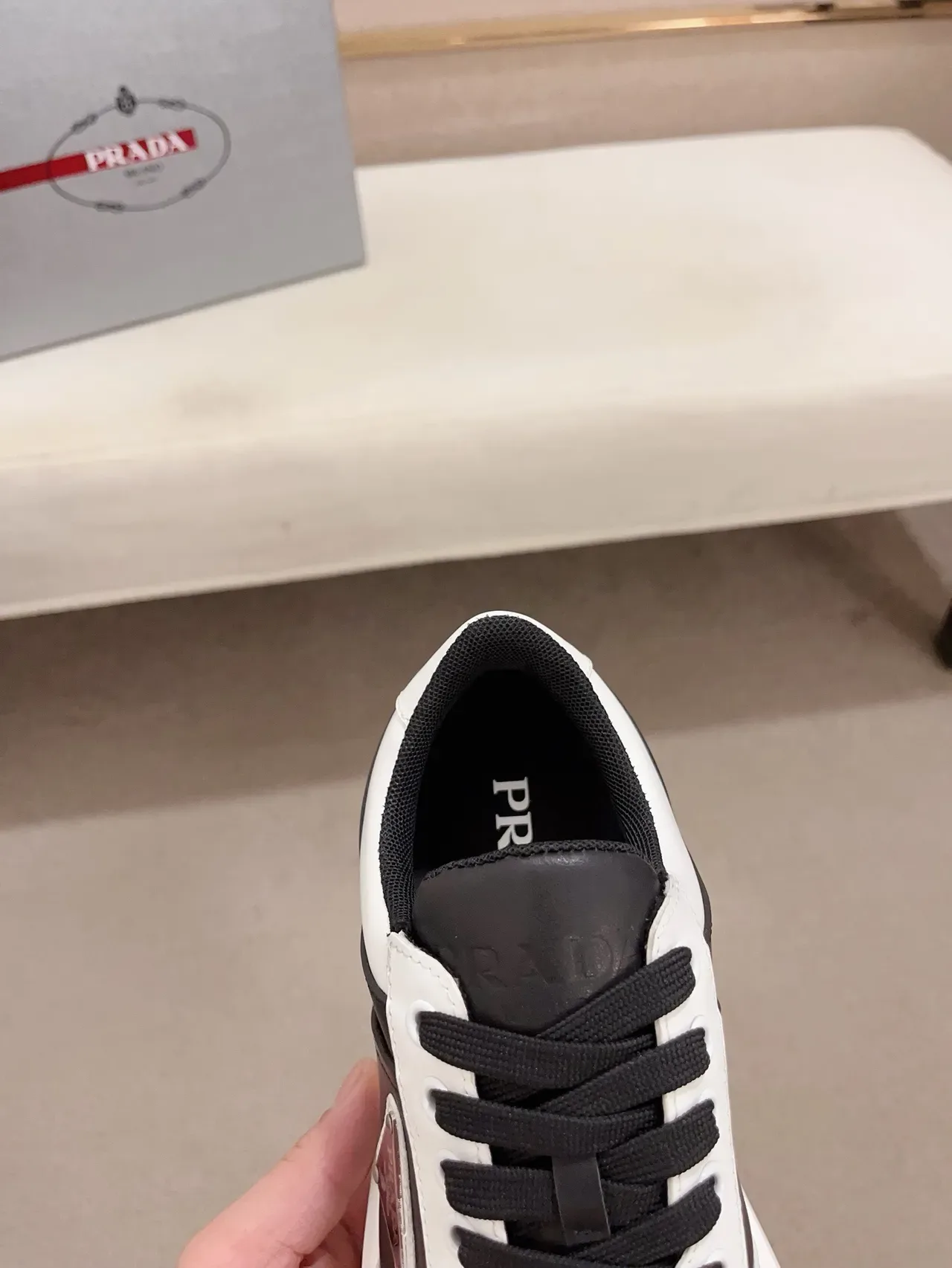 Prada Cloudbust Black and White Leather Lifestyle Sneakers 4