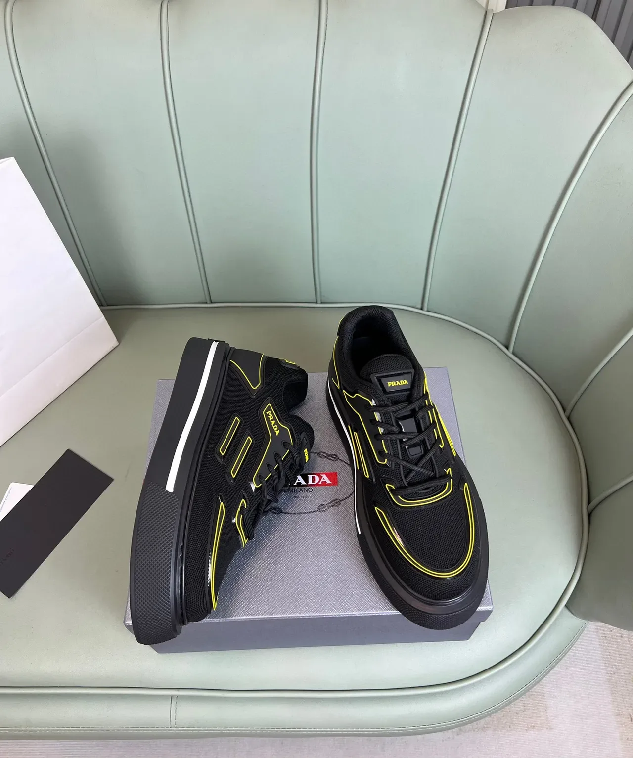 Prada Cloudbust Black and Yellow Lifestyle Sneakers 5