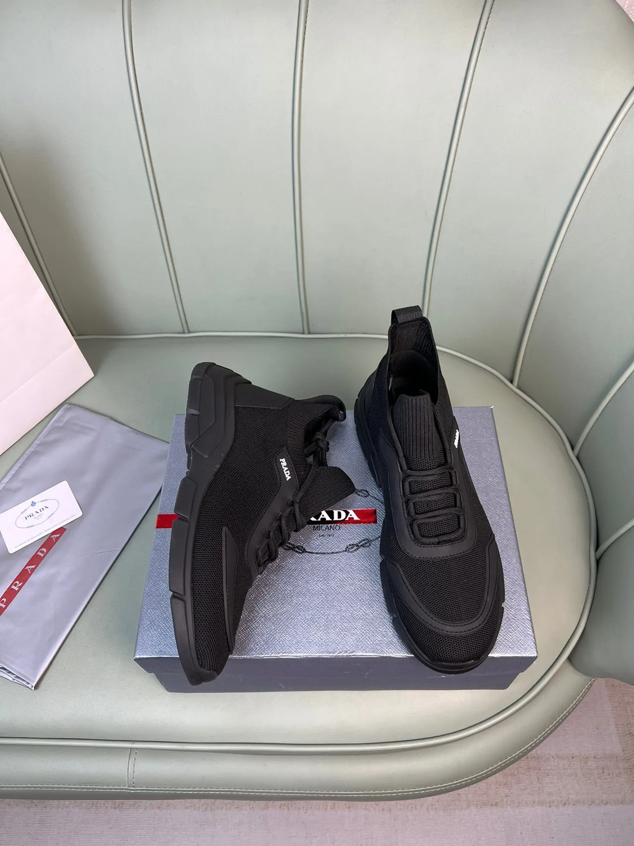 Prada Cloudbust Black Knit Sock-Fit Lifestyle Sneaker 5
