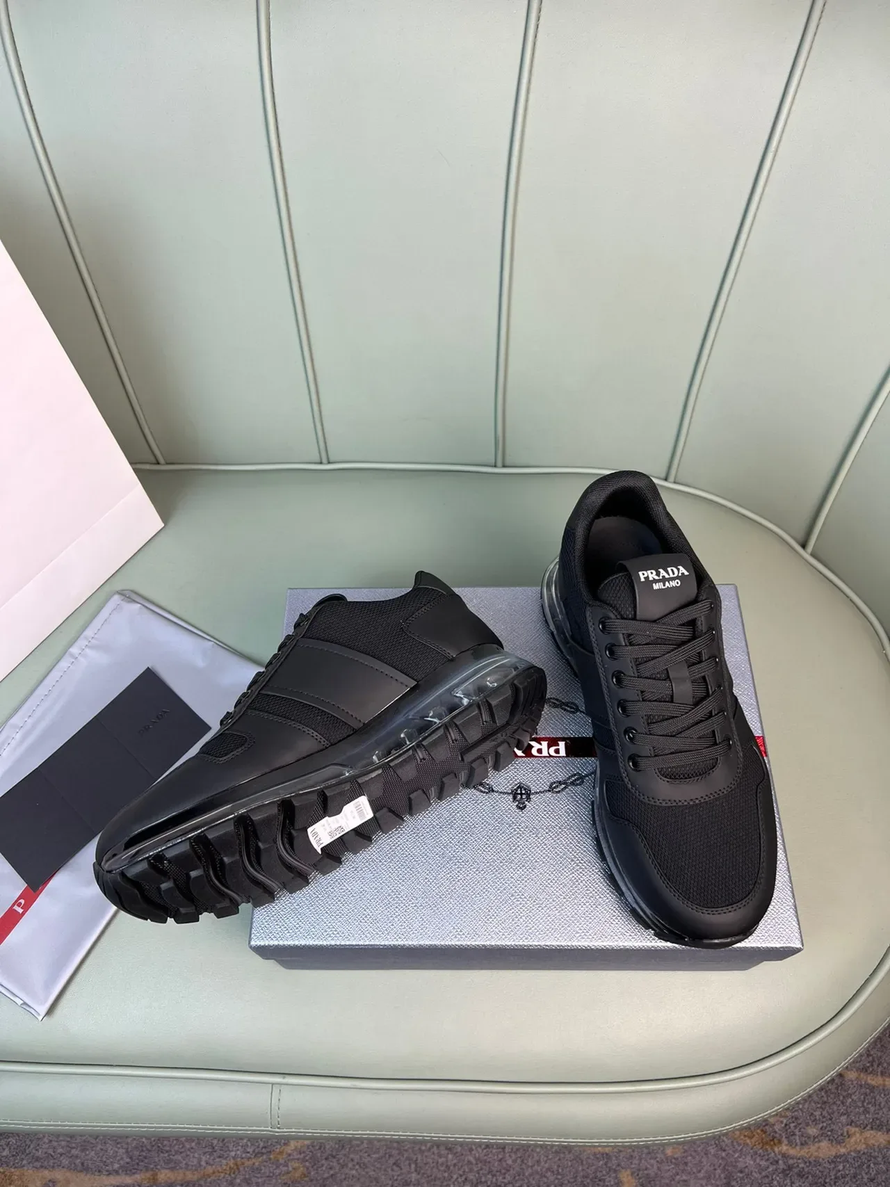 Prada Cloudbust Black Mesh and Synthetic Lifestyle Sneakers 5