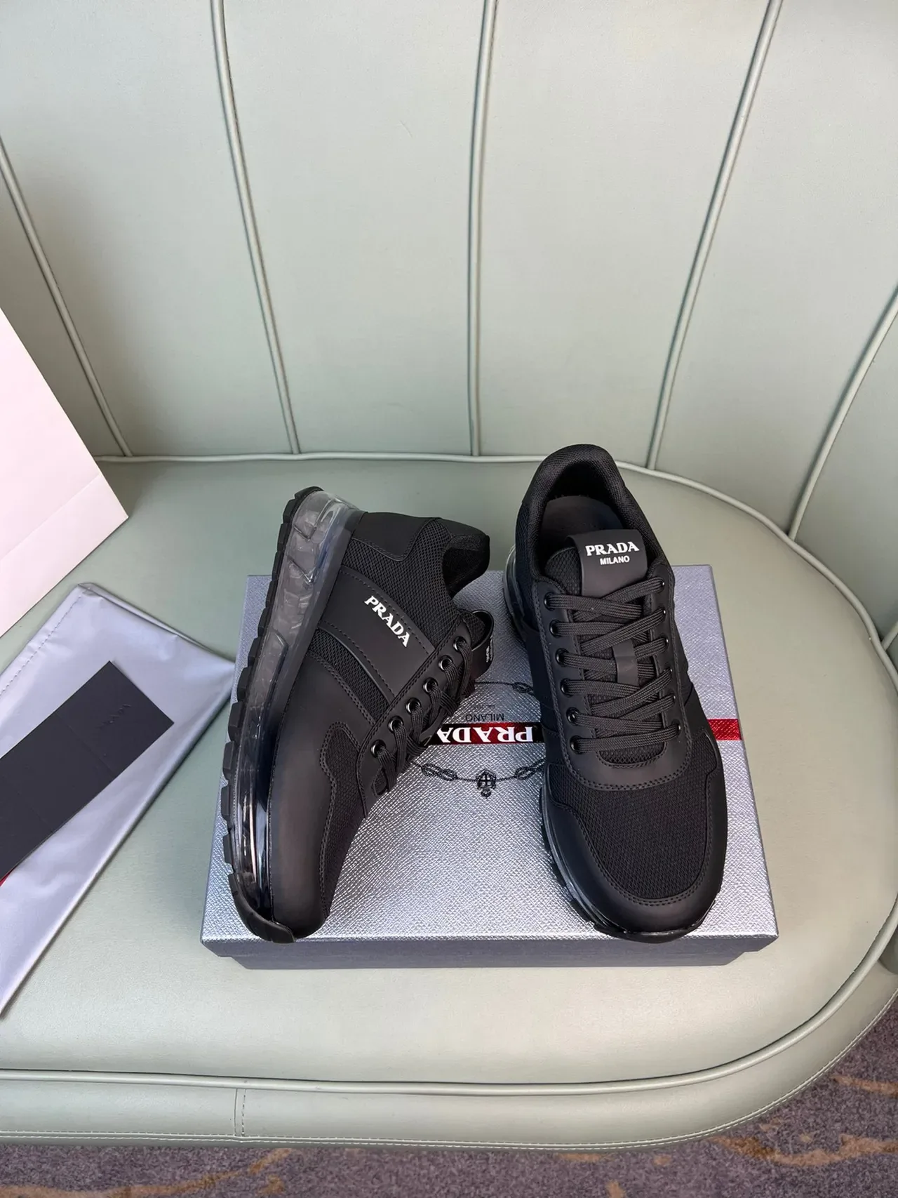 Prada Cloudbust Black Mesh and Synthetic Lifestyle Sneakers 6