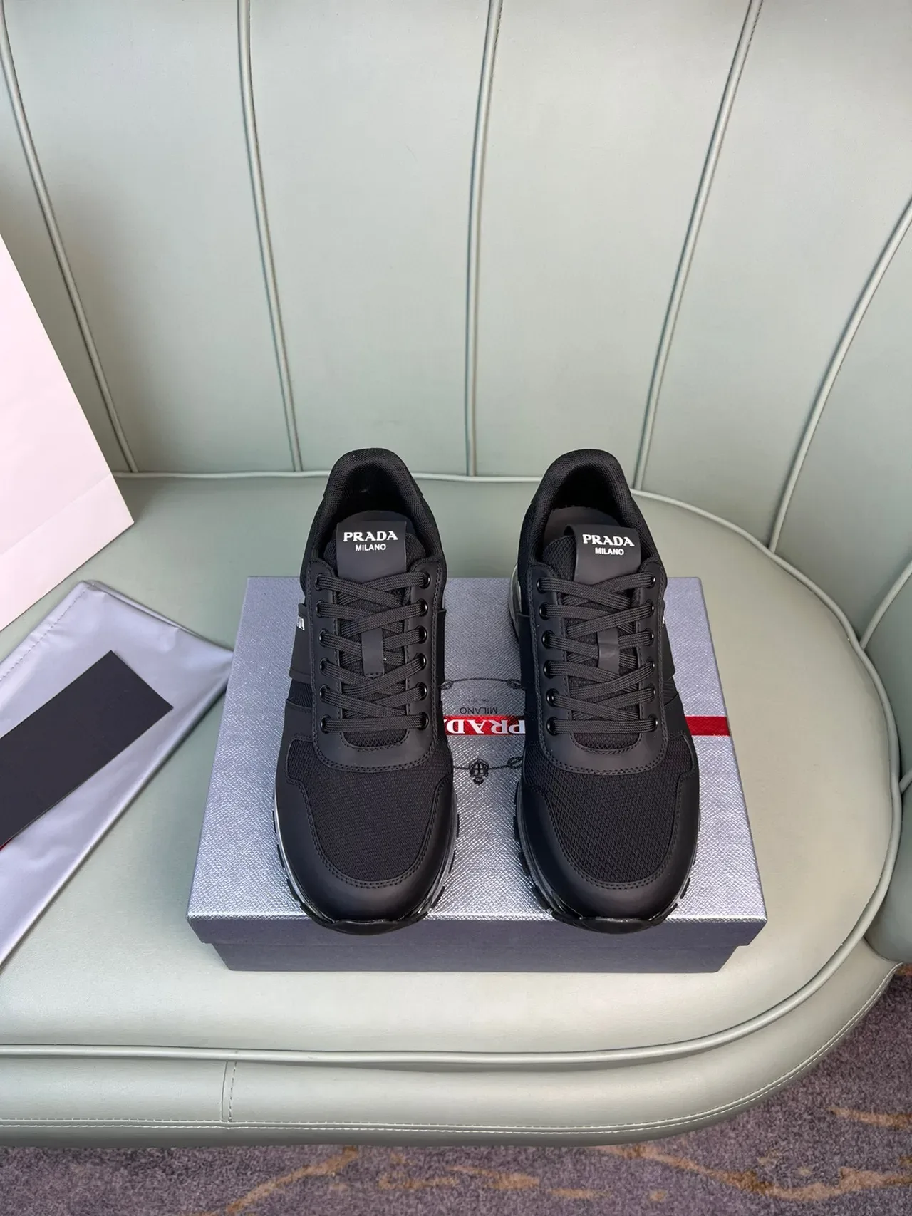 Prada Cloudbust Black Mesh and Synthetic Lifestyle Sneakers 8