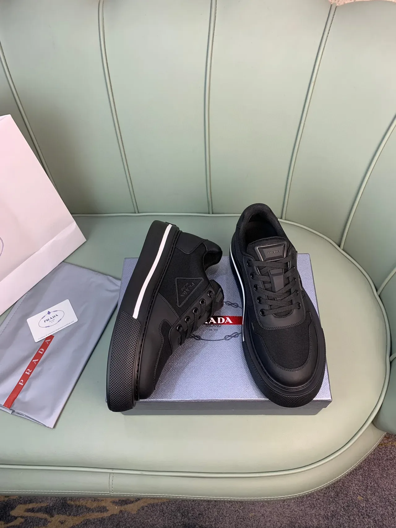Prada Cloudbust Black Mixed-Material Platform Lifestyle Sneakers 5