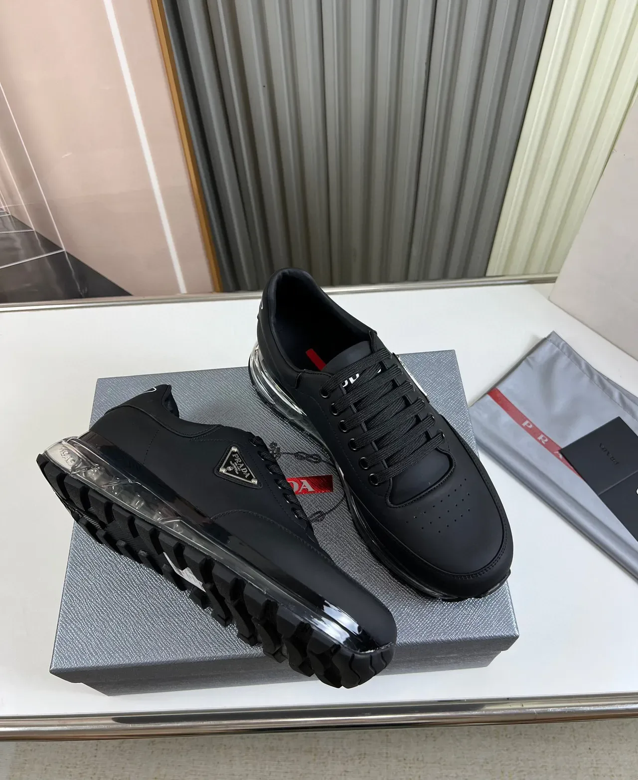 Prada Cloudbust Black Transparent Sole Lifestyle Sneaker 6
