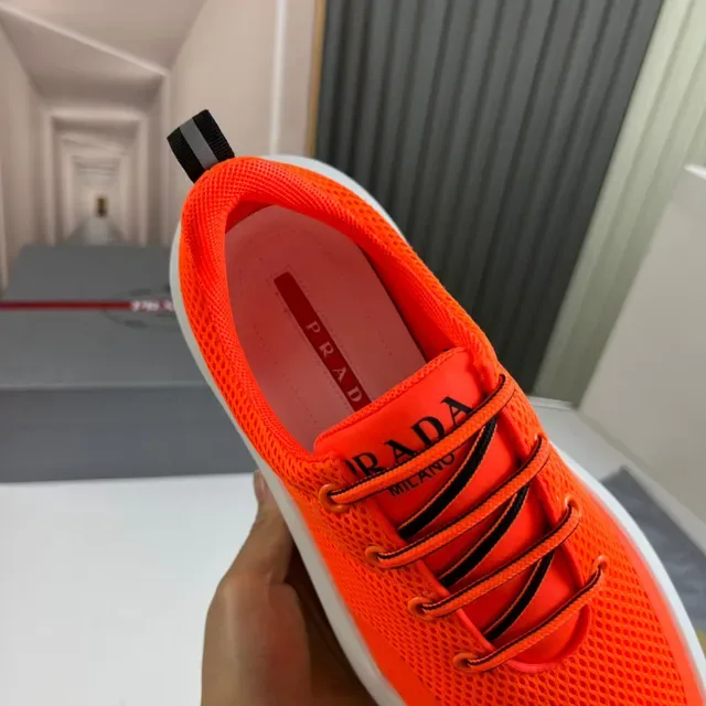 Prada Cloudbust Orange Perforated Mesh Lifestyle Sneakers 4