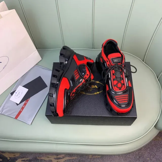 Prada Cloudbust 红黑厚底运动鞋 5