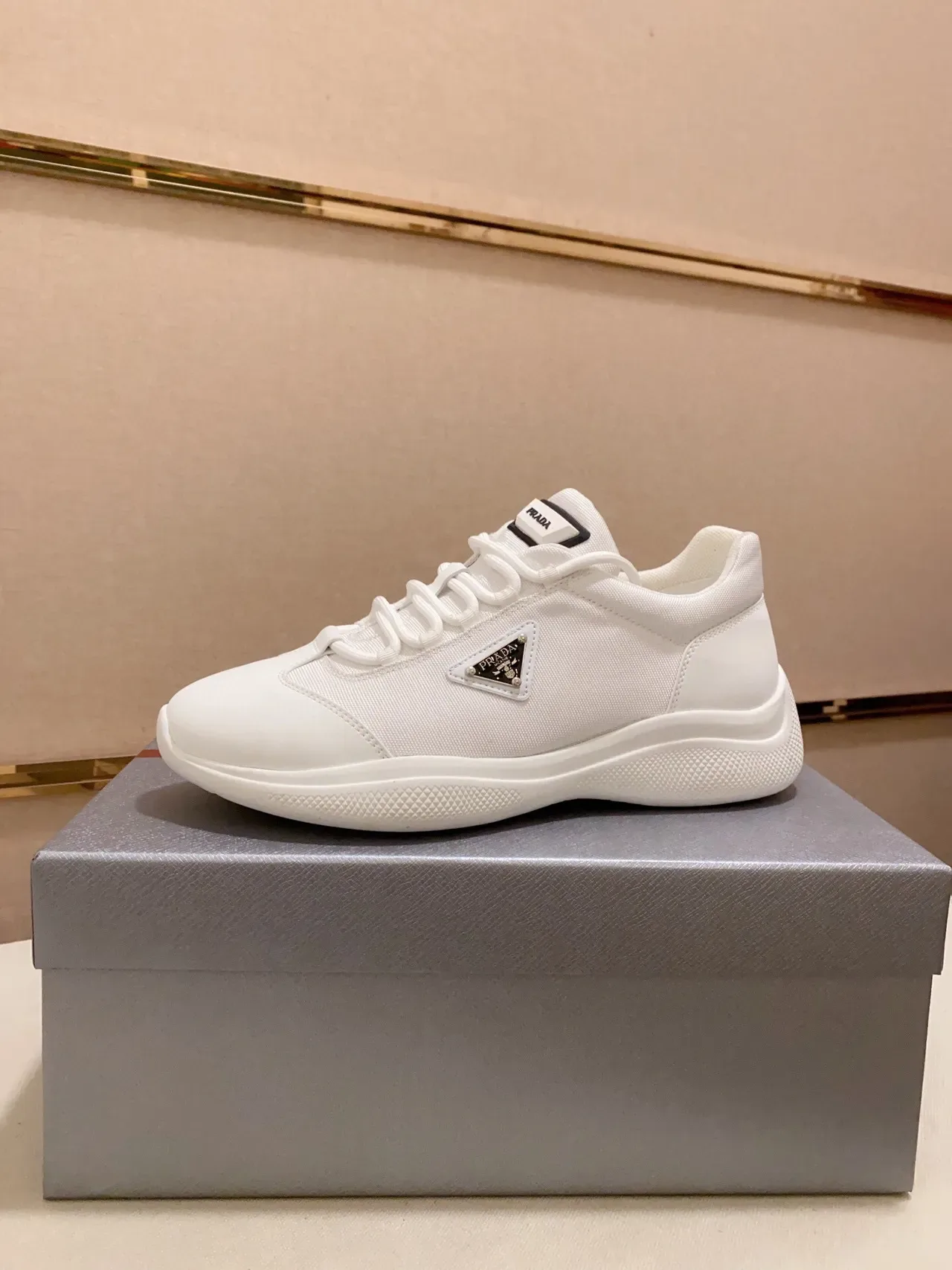 Prada Cloudbust White Black Low-Top Textile-Leather Hybrid Sneakers 2