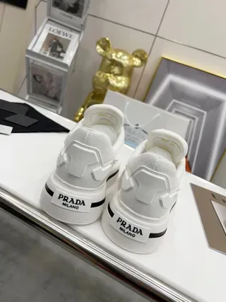 Prada Cloudbust White Black Sculpted Geometric Overlays Thick Platform Sole Lifestyle Sneakers 4