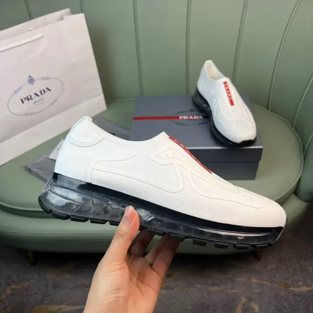 Prada Cloudbust Blanc et Noir Slip-On Maille Lifestyle Sneakers 5