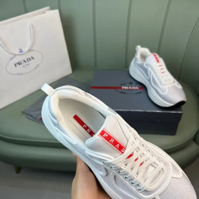 Prada Cloudbust 白灰网面鞋面雕塑中底厚底运动鞋 4