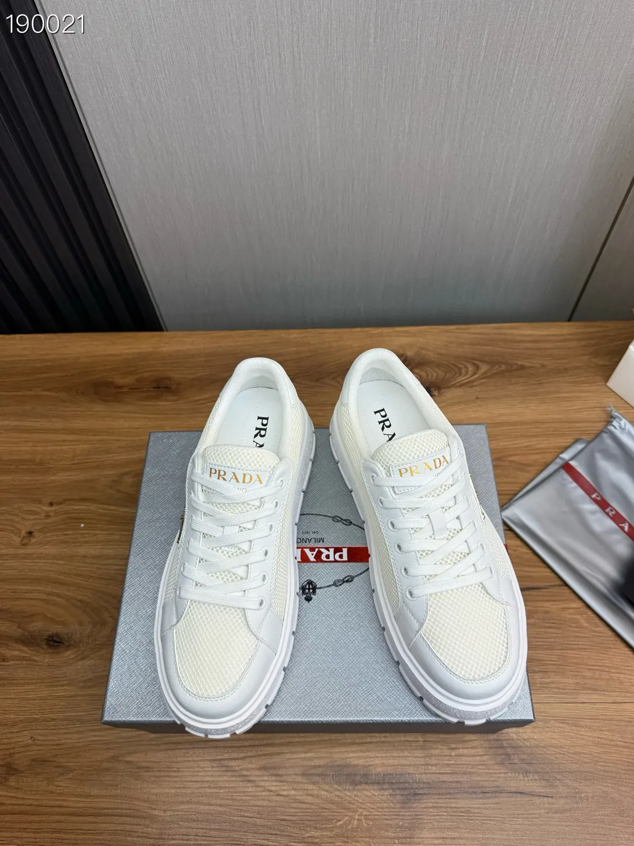 Prada Cloudbust White Mesh and Leather Lifestyle Sneakers 8