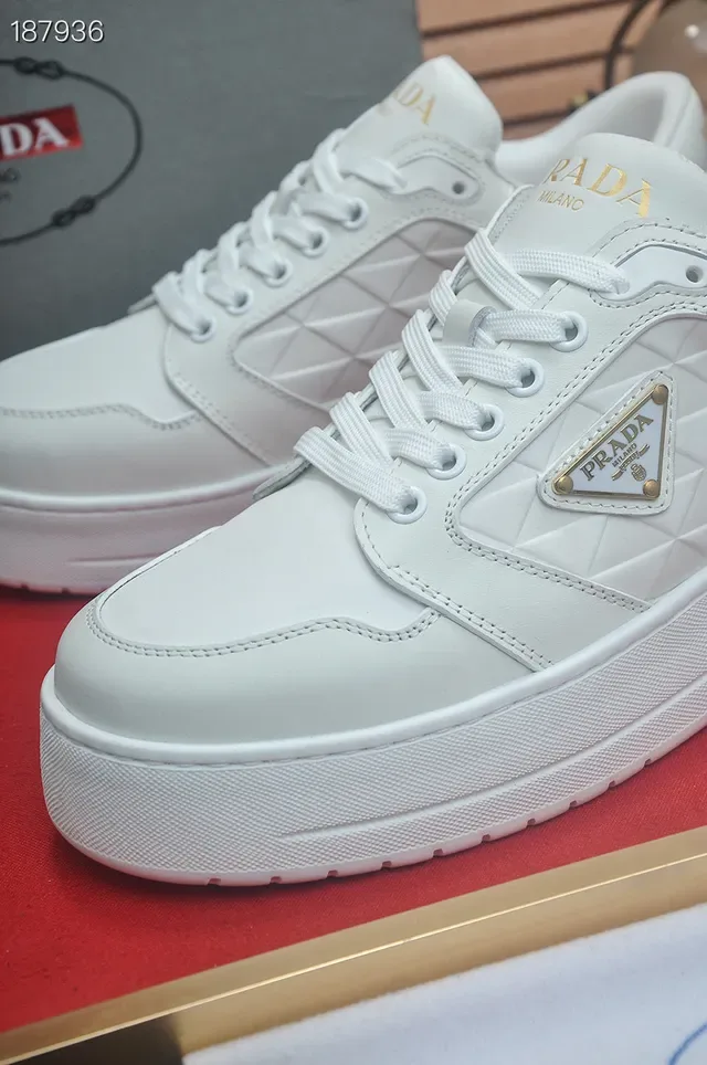Prada Cloudbust White Quilted Platform Lifestyle Sneakers 7