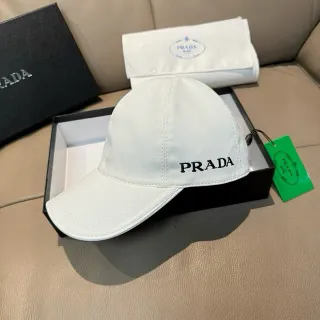 Prada 刺绣 Logo Off-White Baseball Cap