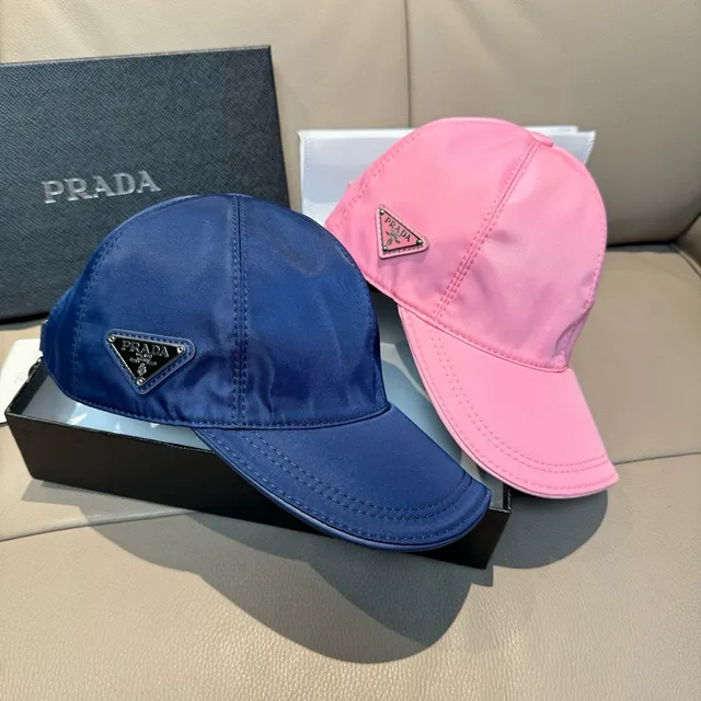 Prada 粉色光滑合成纤维结构六片皇冠棒球帽 2