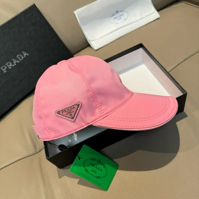 Prada 粉色光滑合成纤维结构六片皇冠棒球帽 9