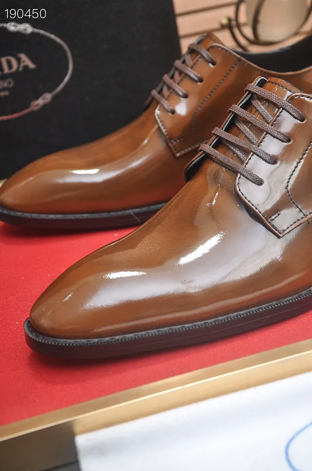 Prada Polished Tan Cap-Toe Oxford Shoes 3