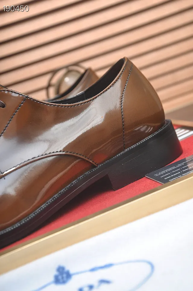 Prada Polished Tan Cap-Toe Oxford Shoes 4