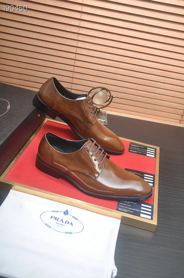 Prada Polished Tan Cap-Toe Oxford Shoes 7