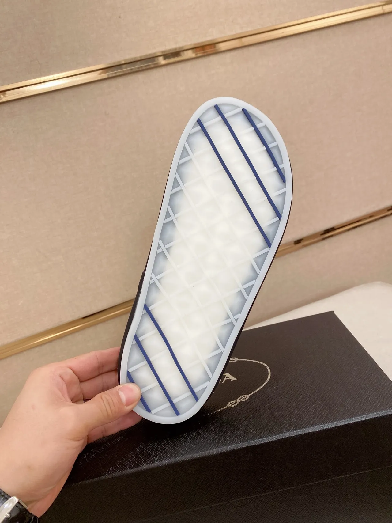Prada Slide Black White Platform Sole Minimalist Strap Design Slippers 2